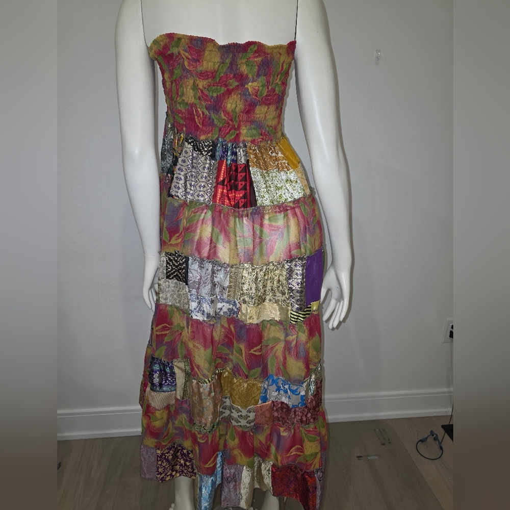 Patchwork 100% silk dress / skirt - Picture 13 of 15